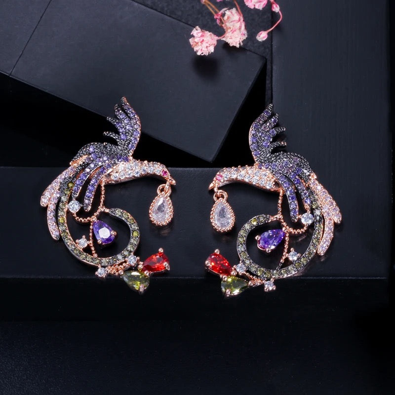 Diamond Birds Earring